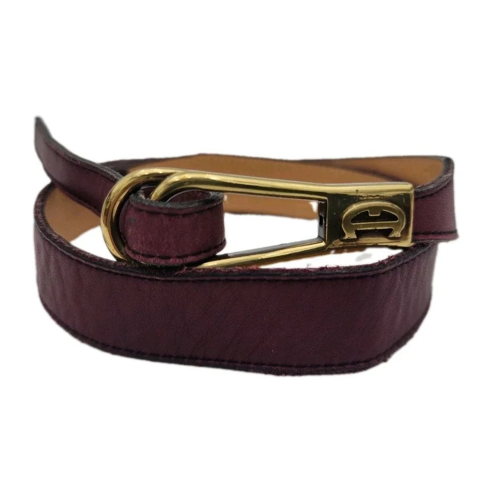 Vtg Etienne Aigner Oxblood Leather Slidelock Skinny Belt Sz 26